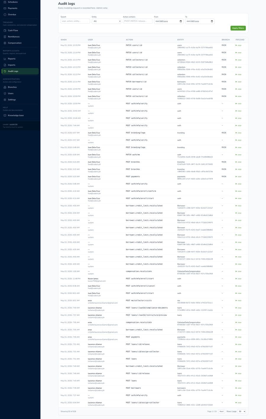 Audit logs