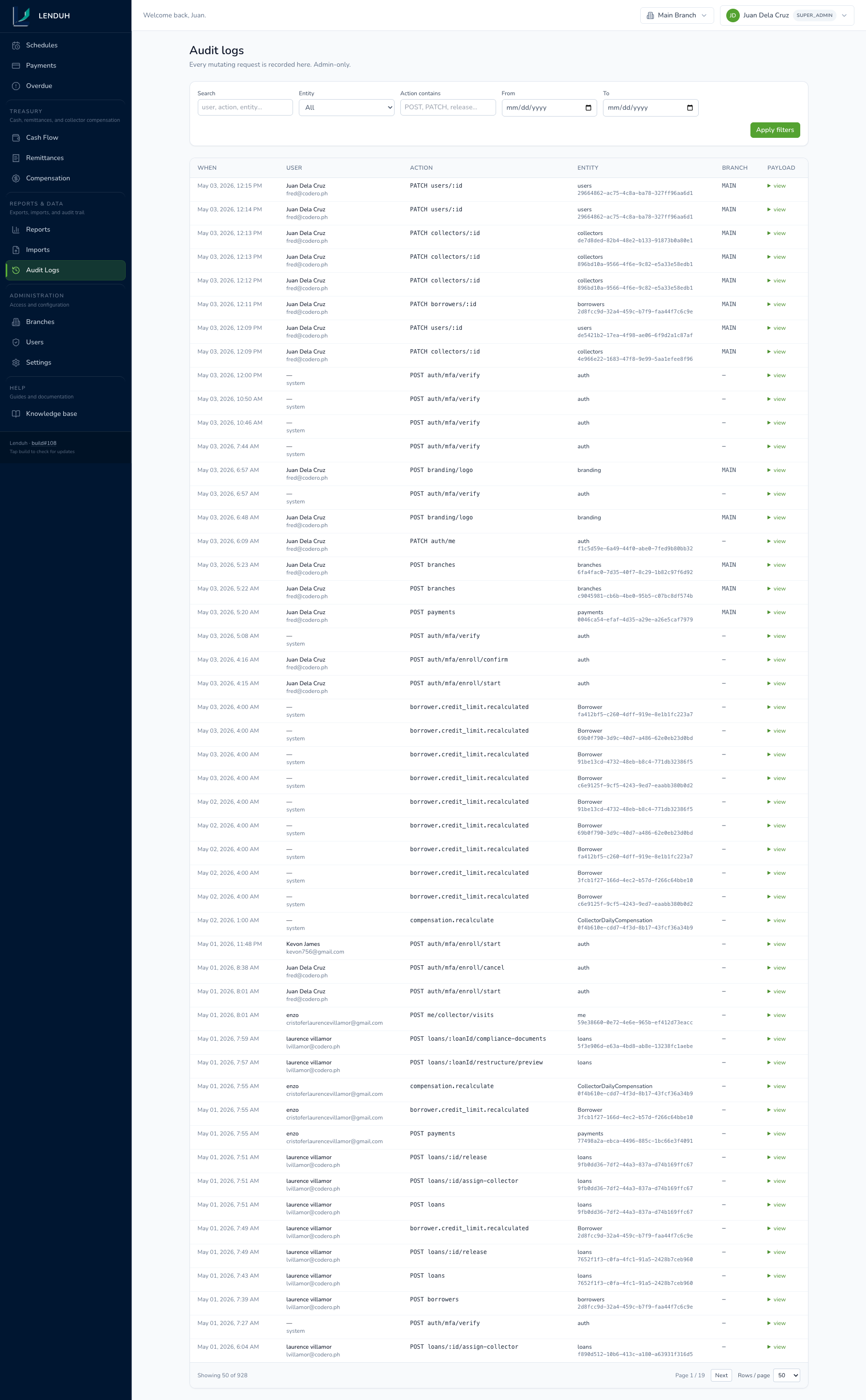 Audit logs